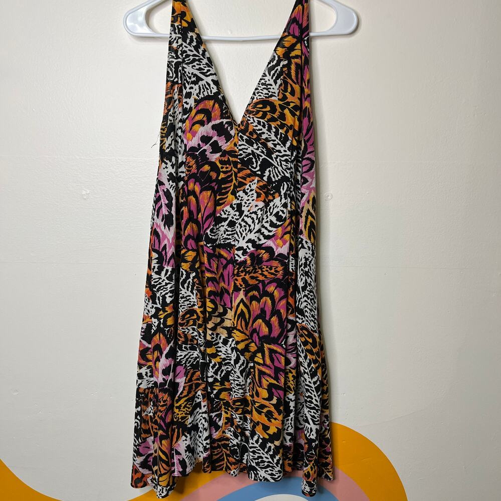 & Other Stories Multicolor Animal Print Mini Dress‎ 0 Sleeveless V-Neck Boho - Picture 2 of 8